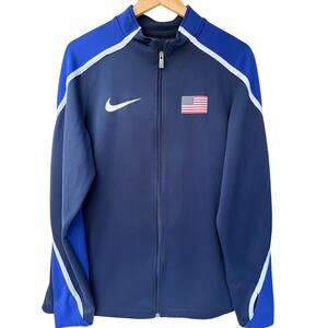 Nike Team USA Track Jacket Mens Large Navy Blue Full Zip Olympic Zip Up
